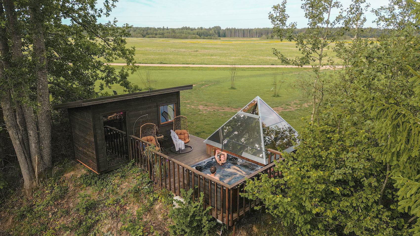 Mäe-Kolga Farm glass energy pyramid accommodation experience in Võru County, picturesque vacation house by the river, best vacation houses in Estonia